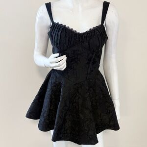 Black Jacqurd Corset Bustier Regency Style Mini Dress in Black Coquette Girl